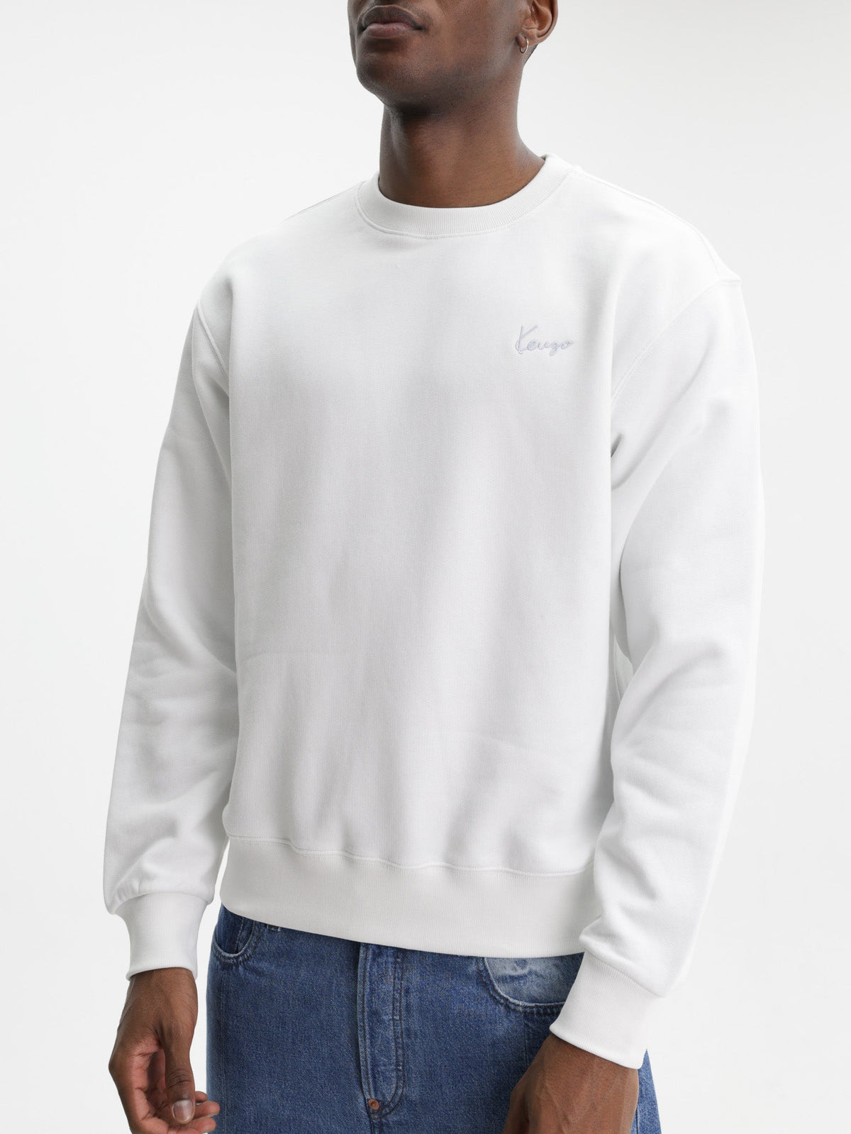 Kenzo Sweater Signature Embroidery Off White