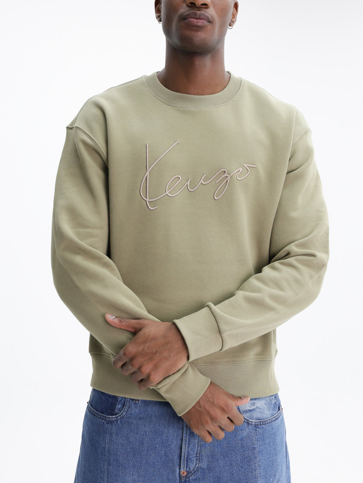 Kenzo Sweater Signature Embroidery Khaki