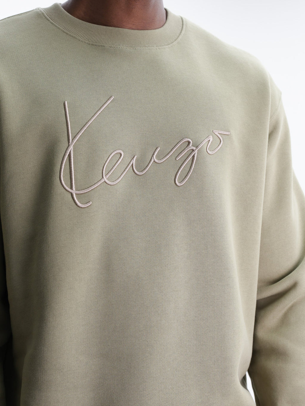 Kenzo Sweater Signature Embroidery Khaki