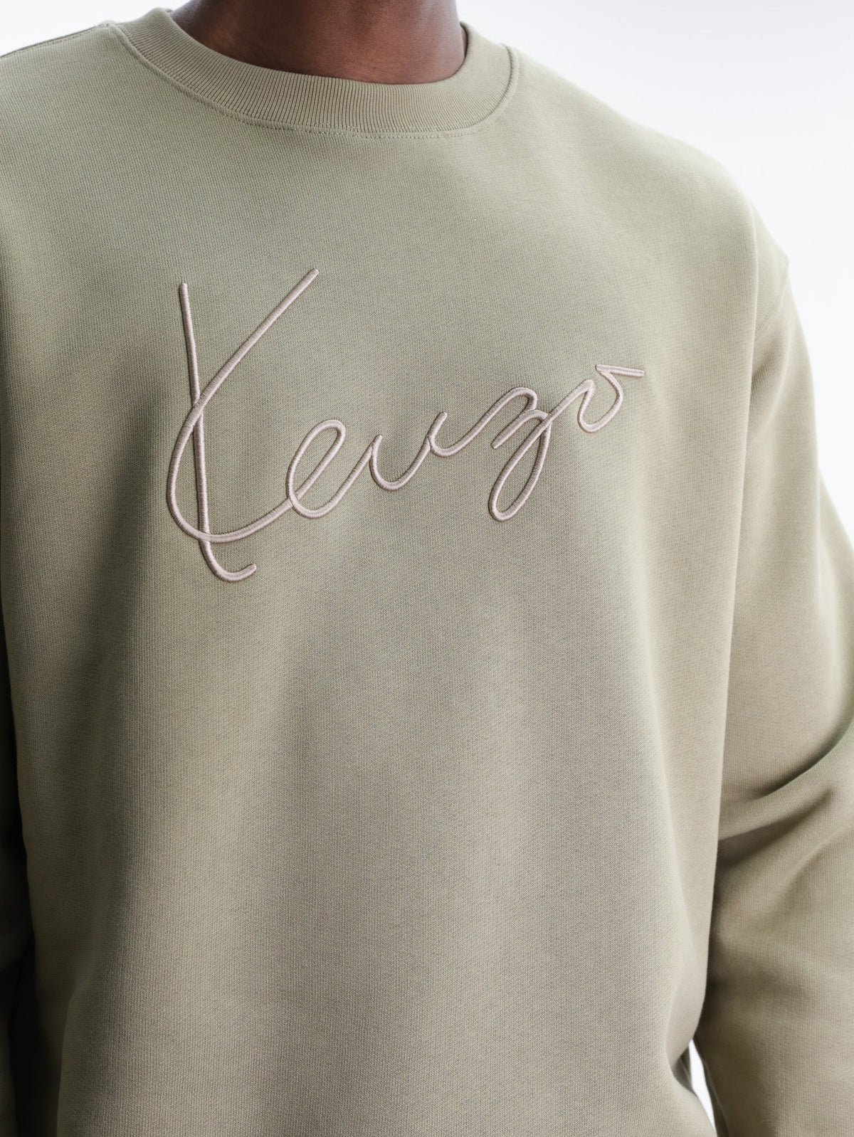 Kenzo Sweater Signature Embroidery Khaki