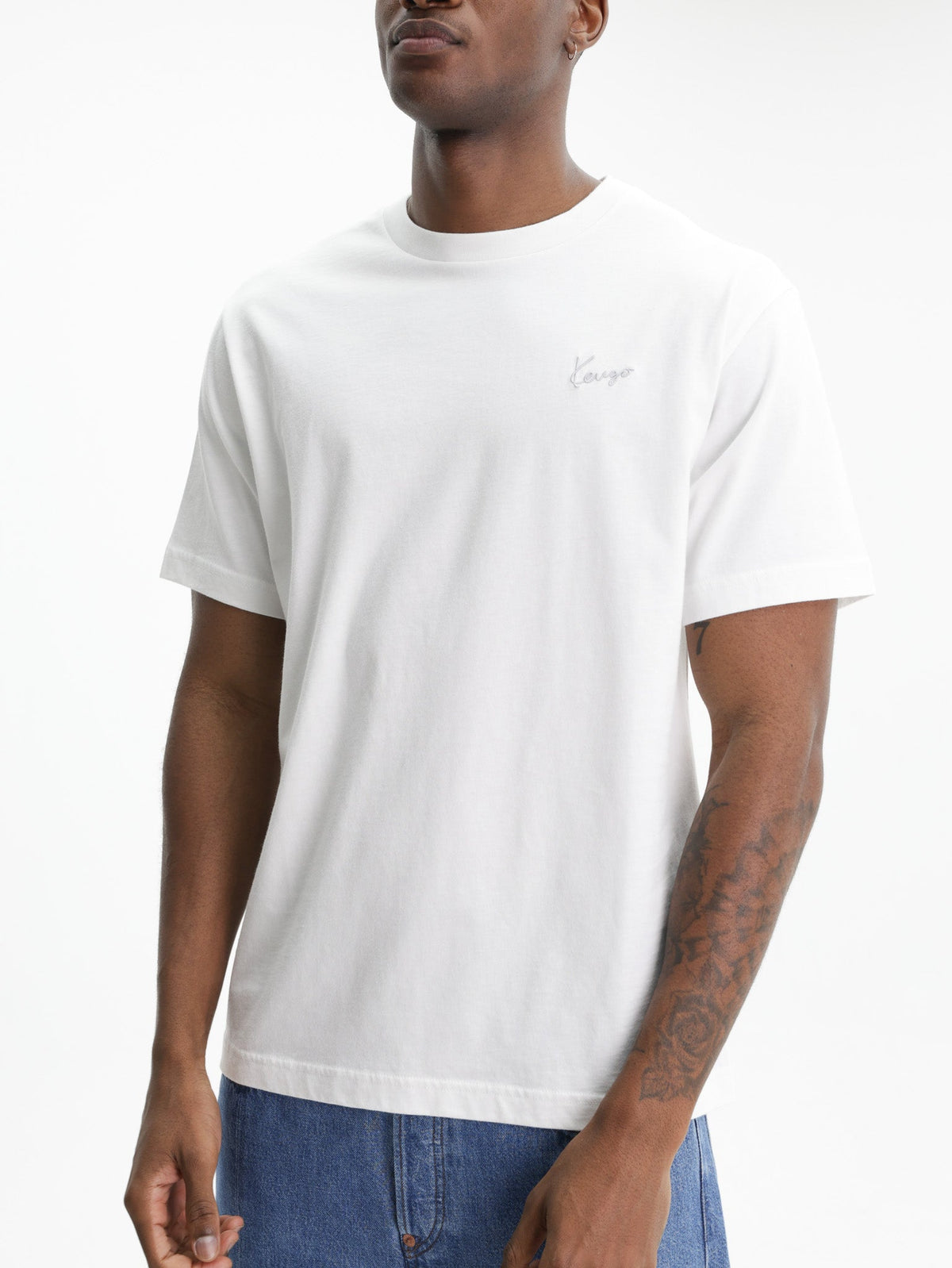Kenzo T-Shirt Signature Embroidery Off White