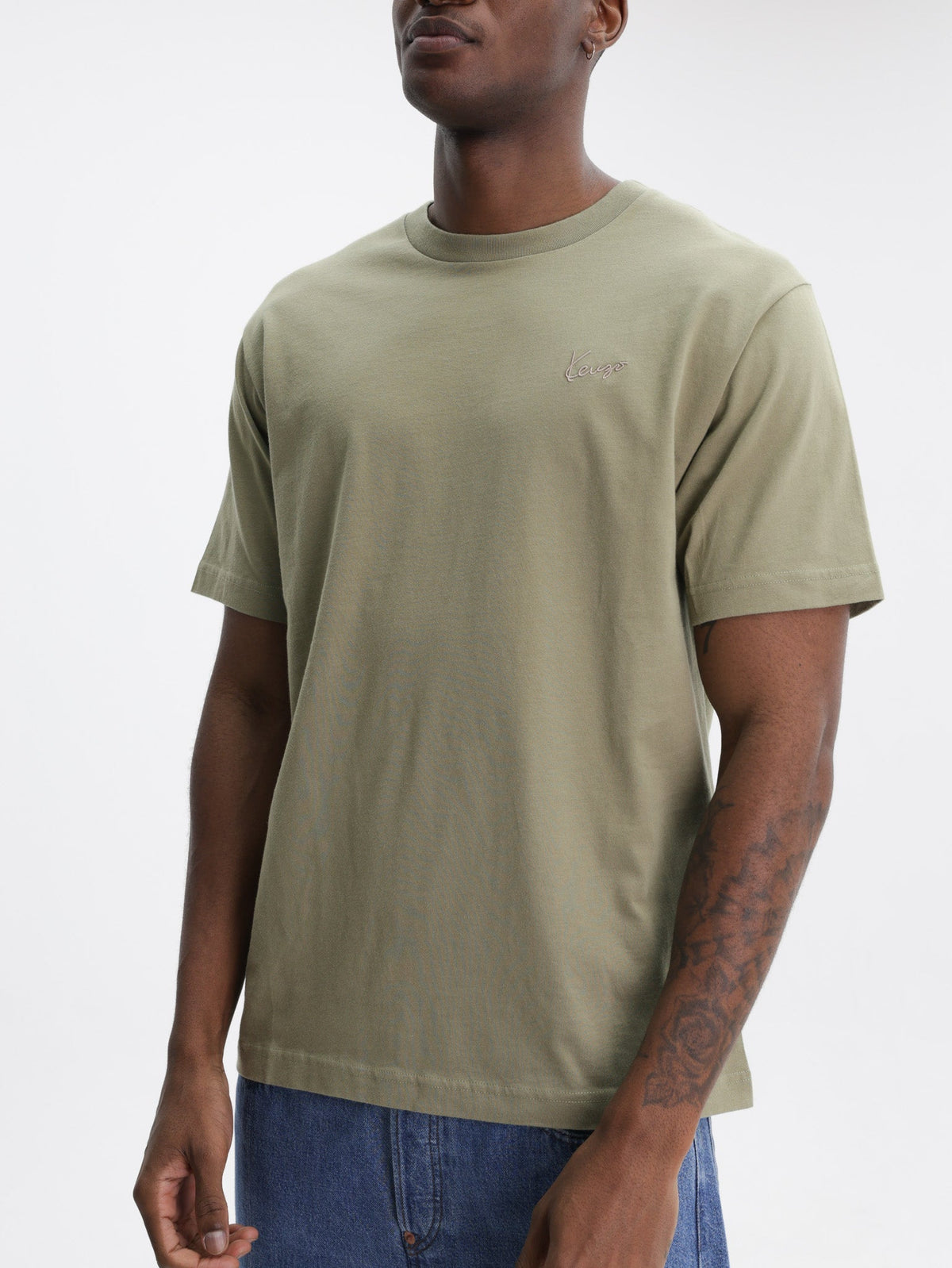 Kenzo T-Shirt Signature Embroidery Khaki