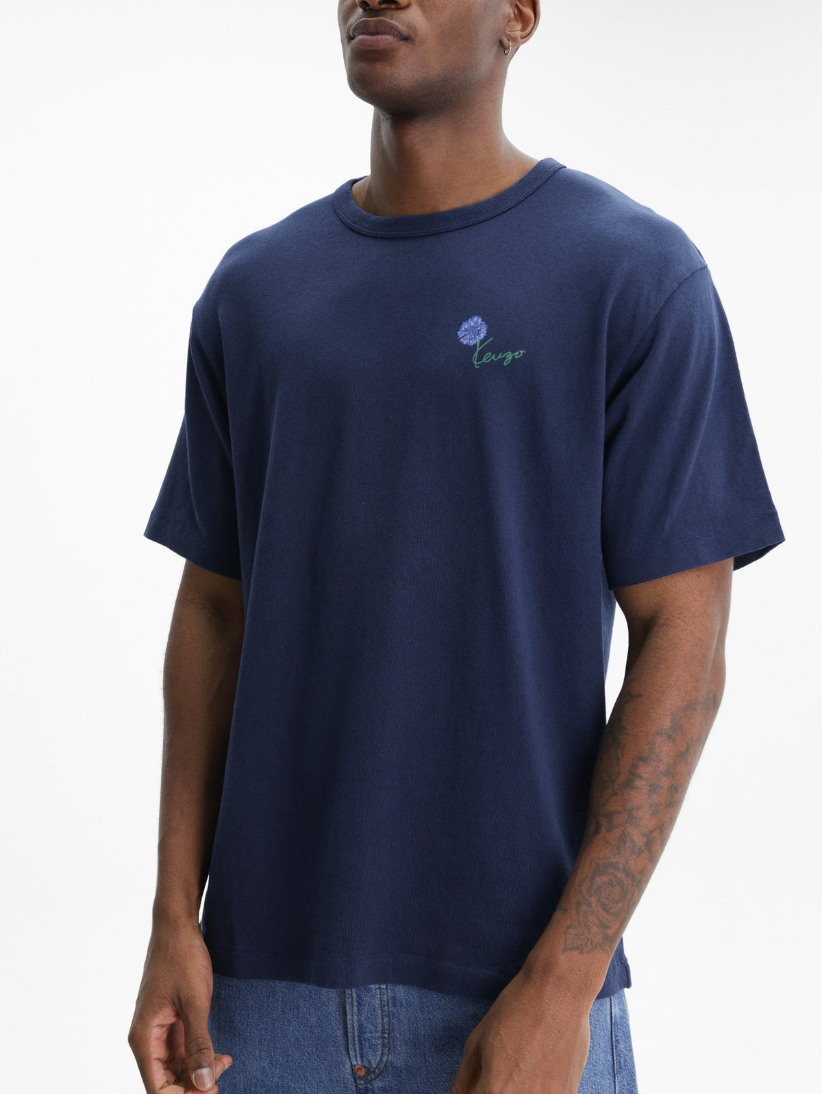 Kenzo T-Shirt Tulip Embroidery Blue/Black