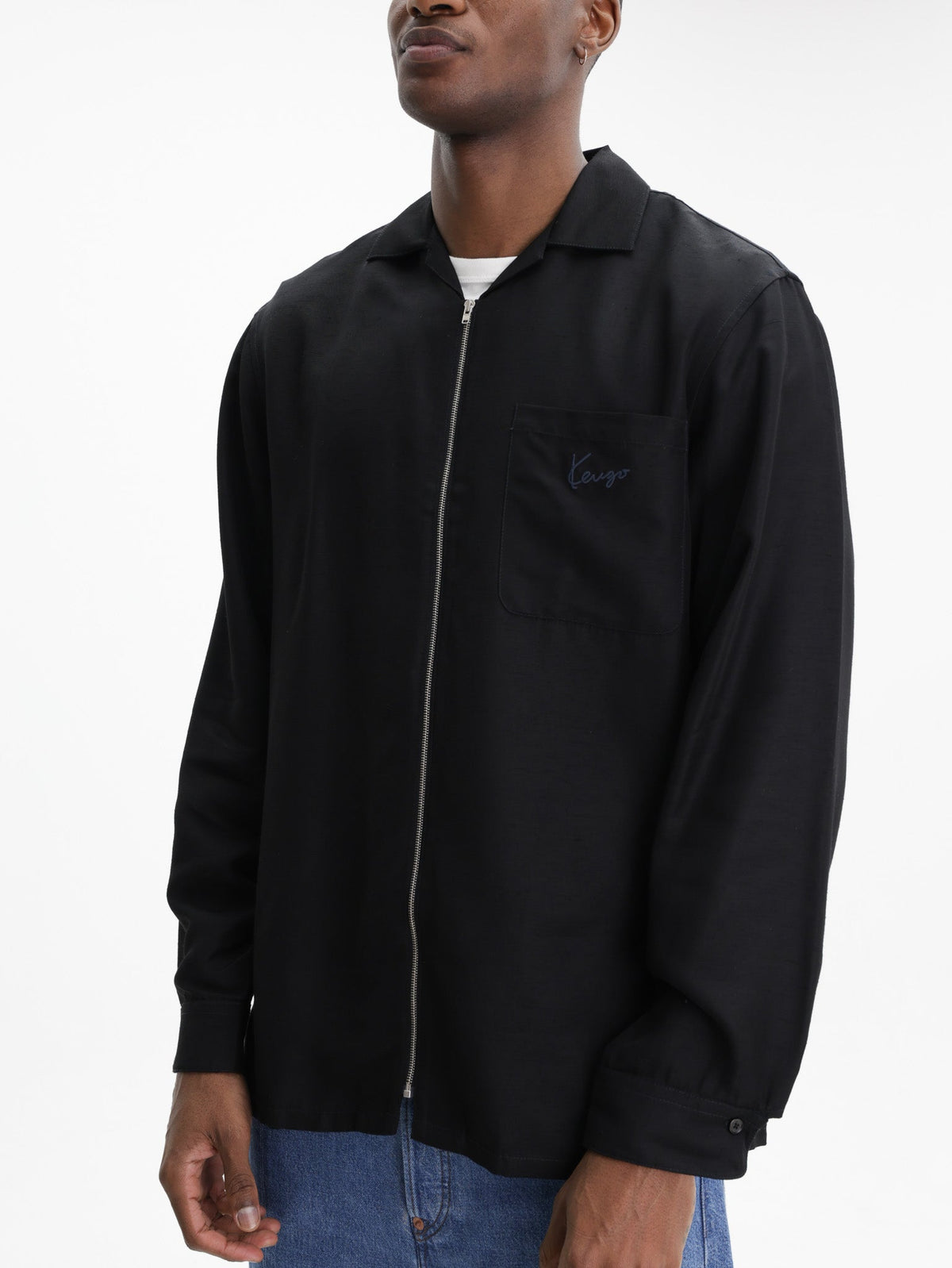 Kenzo Shirt Zipped Oversized Black