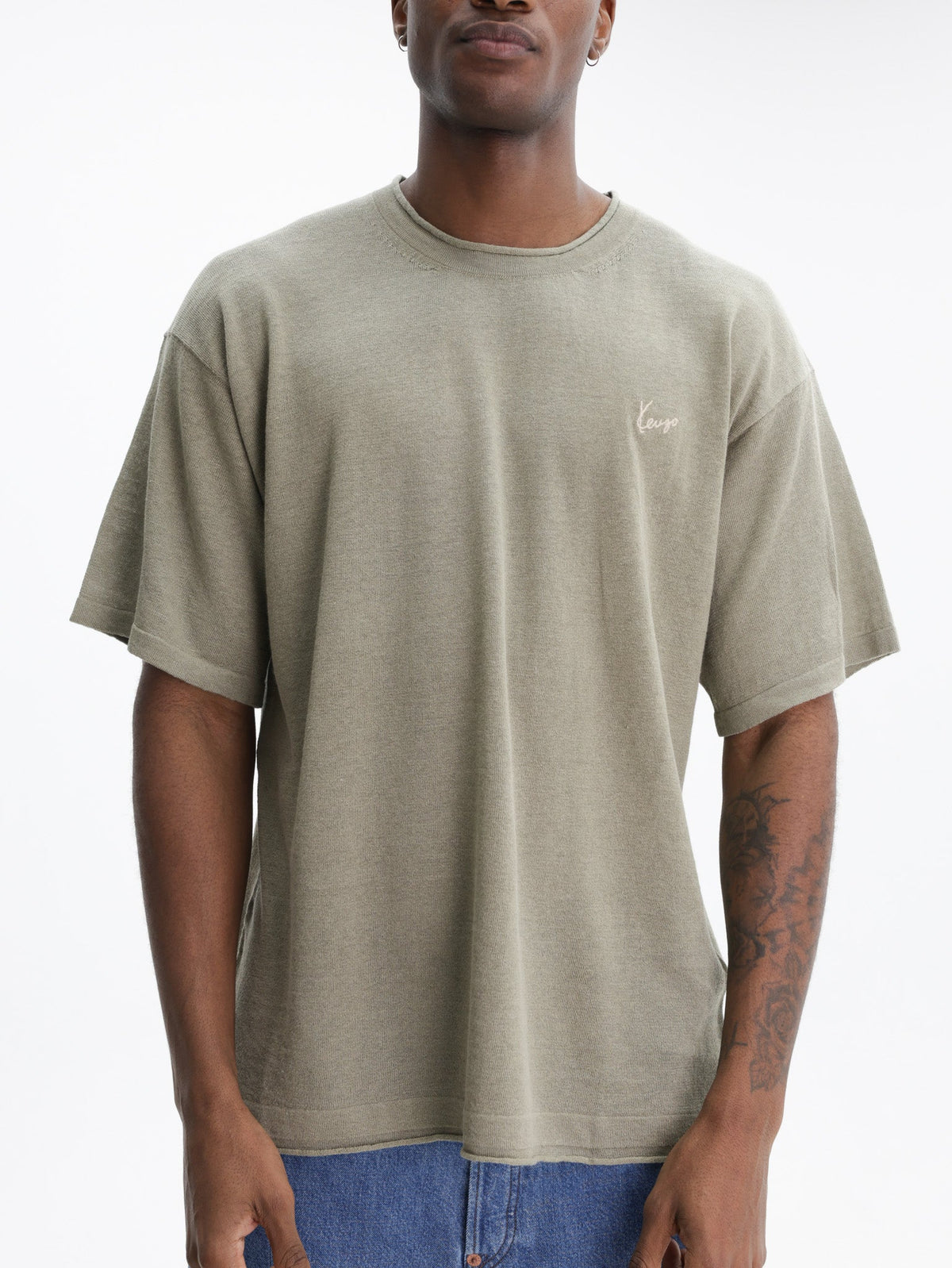 Kenzo T-Shirt Signature Embroidery Khaki