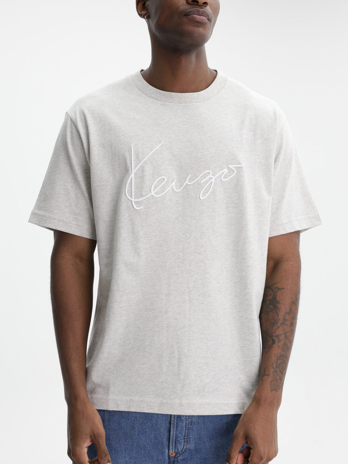 Kenzo T-Shirt Signature Embroidery Grey
