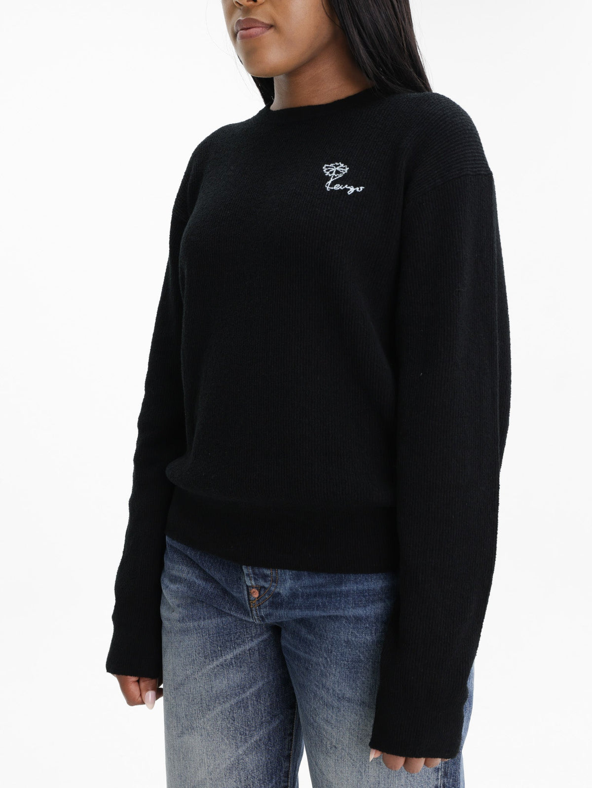 Kenzo Sweater White Logo Print Black
