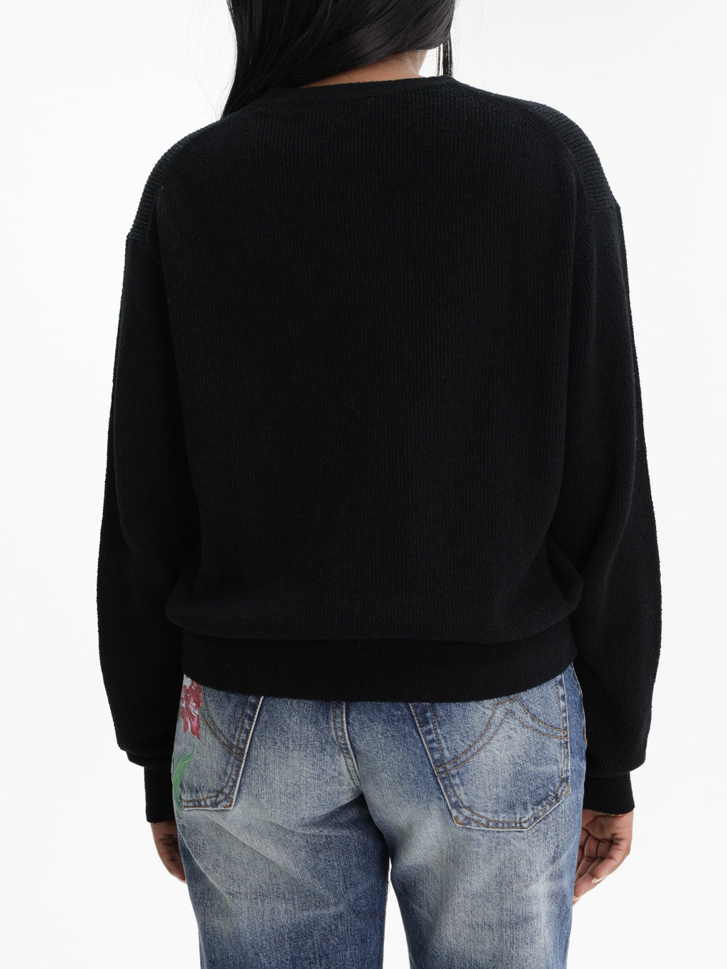 Kenzo Sweater White Logo Print Black