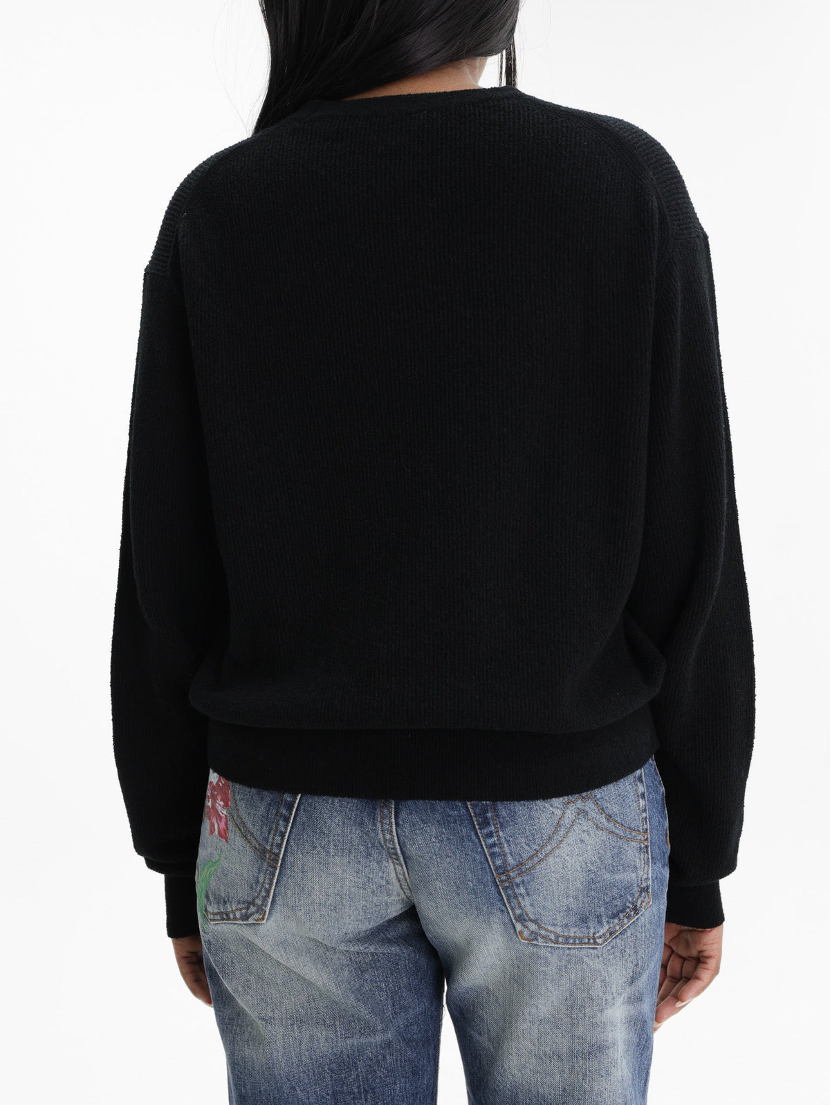 Kenzo Sweater White Logo Print Black