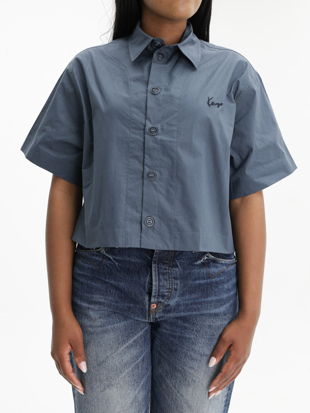 Kenzo Shirt Signature Poplin Blue