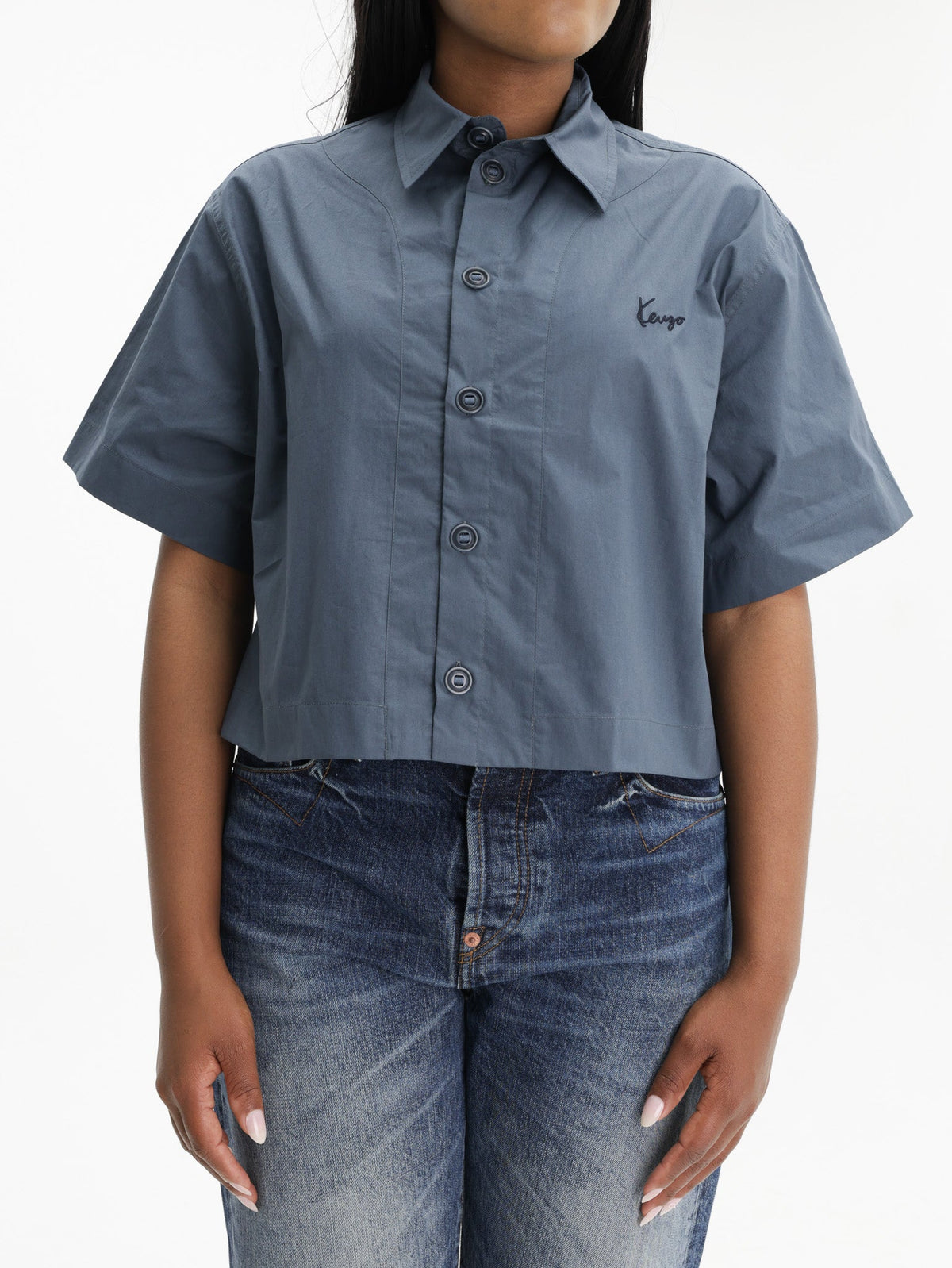 Kenzo Shirt Signature Poplin Blue