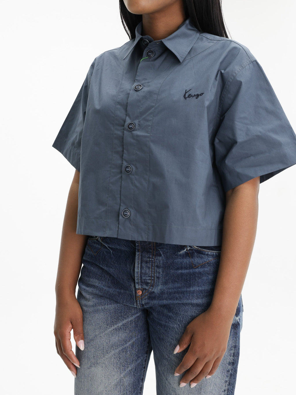 Kenzo Shirt Signature Poplin Blue
