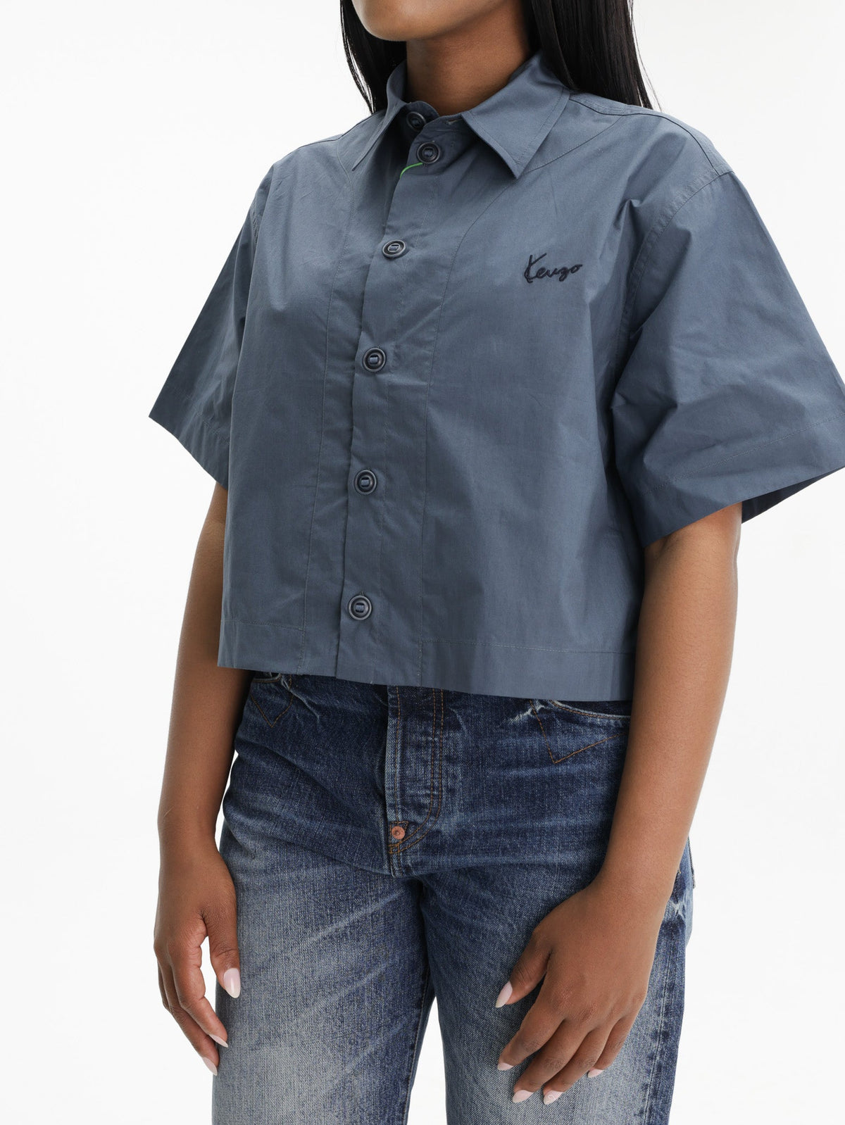 Kenzo Shirt Signature Poplin Blue