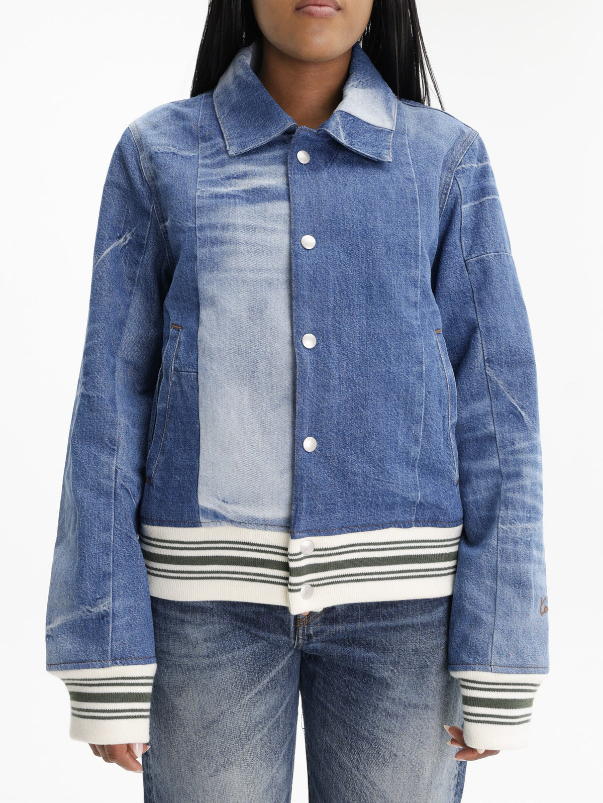 Kenzo Jacket Stripe Band Denim Medium Wash
