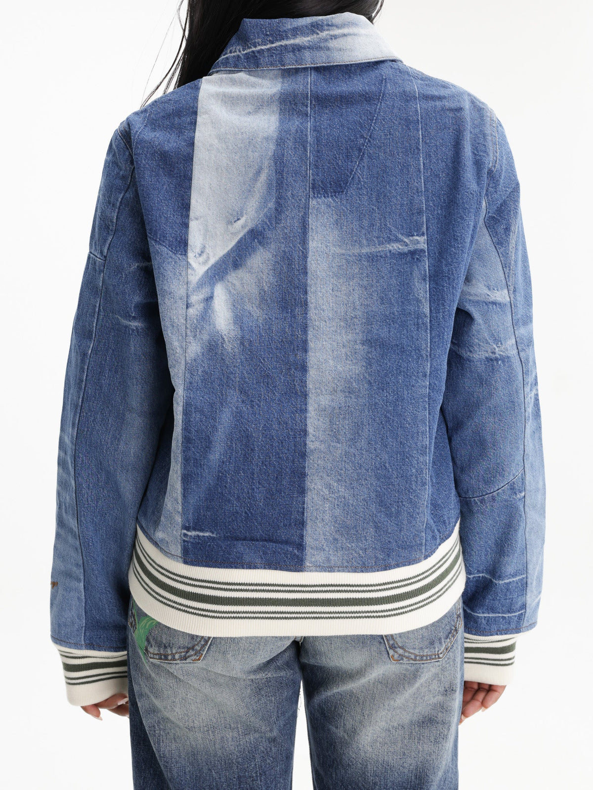 Kenzo Jacket Stripe Band Denim Medium Wash