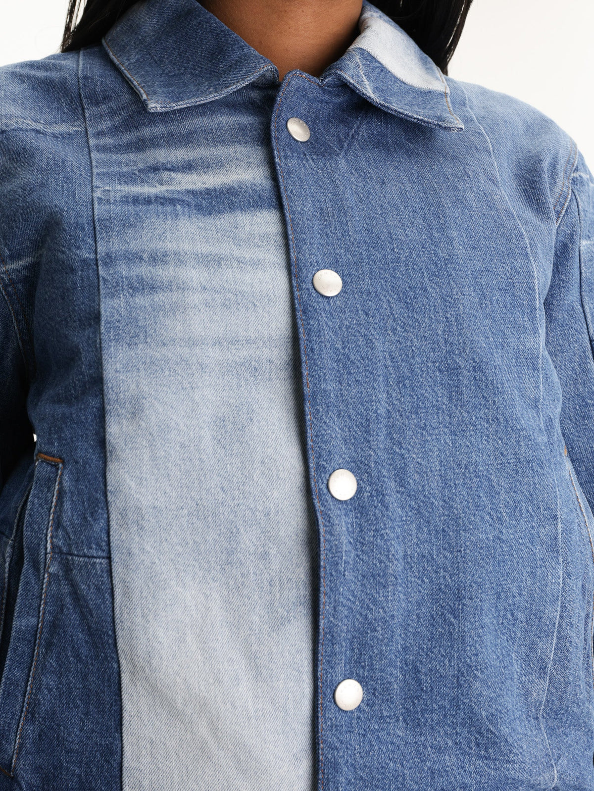 Kenzo Jacket Stripe Band Denim Medium Wash