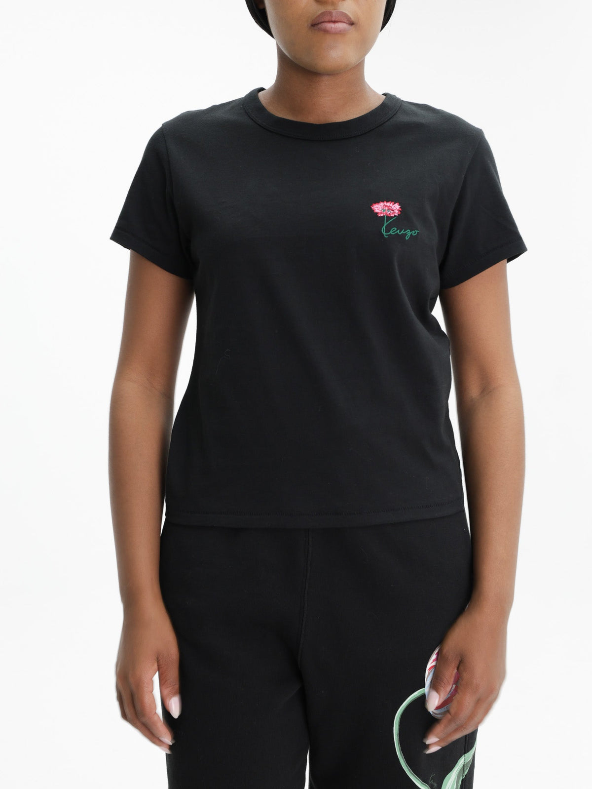 Kenzo T-Shirt Tulip Emroidered Black