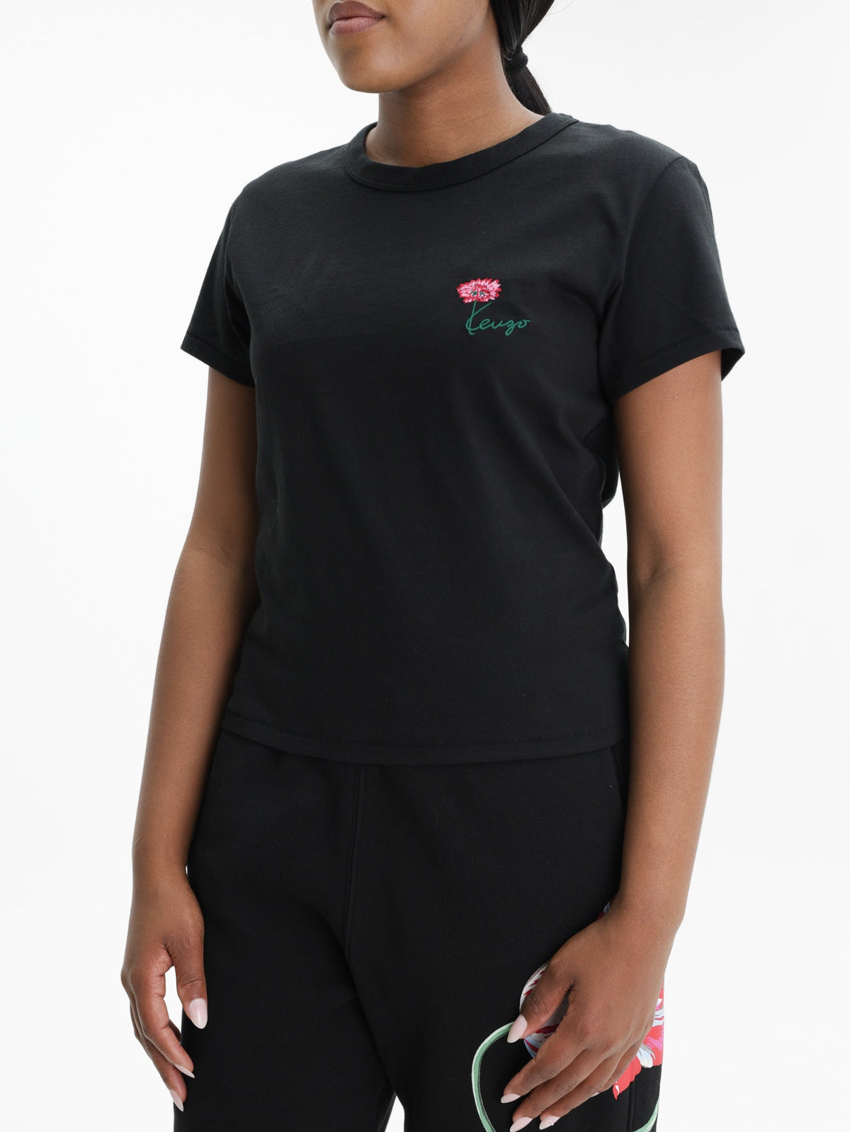 Kenzo T-Shirt Tulip Emroidered Black