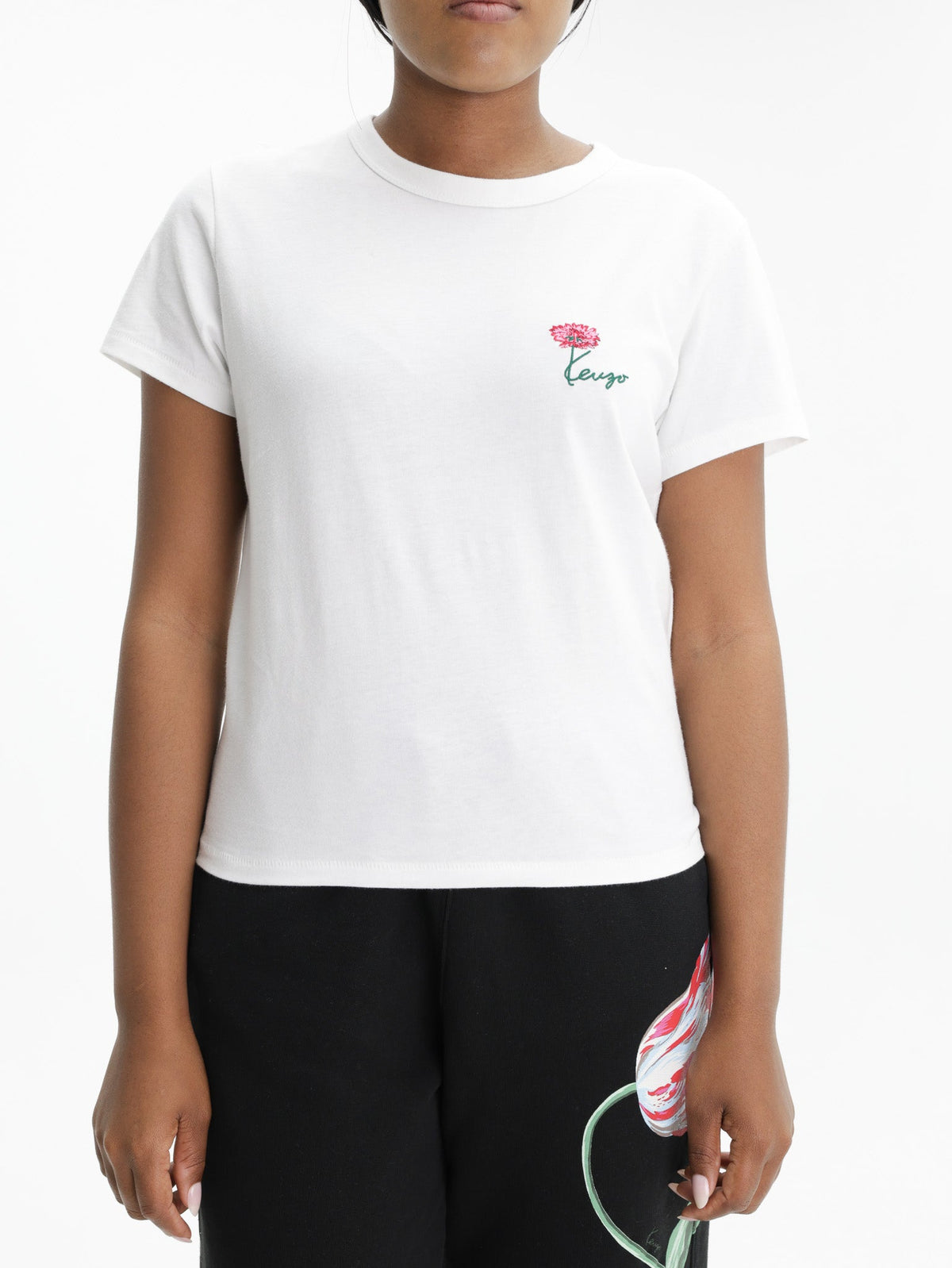 Kenzo T-Shirt Tulip Emroidered Off White