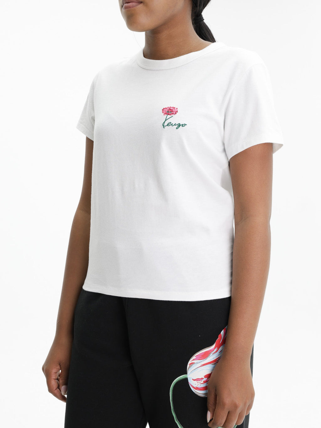 Kenzo T-Shirt Tulip Emroidered Off White