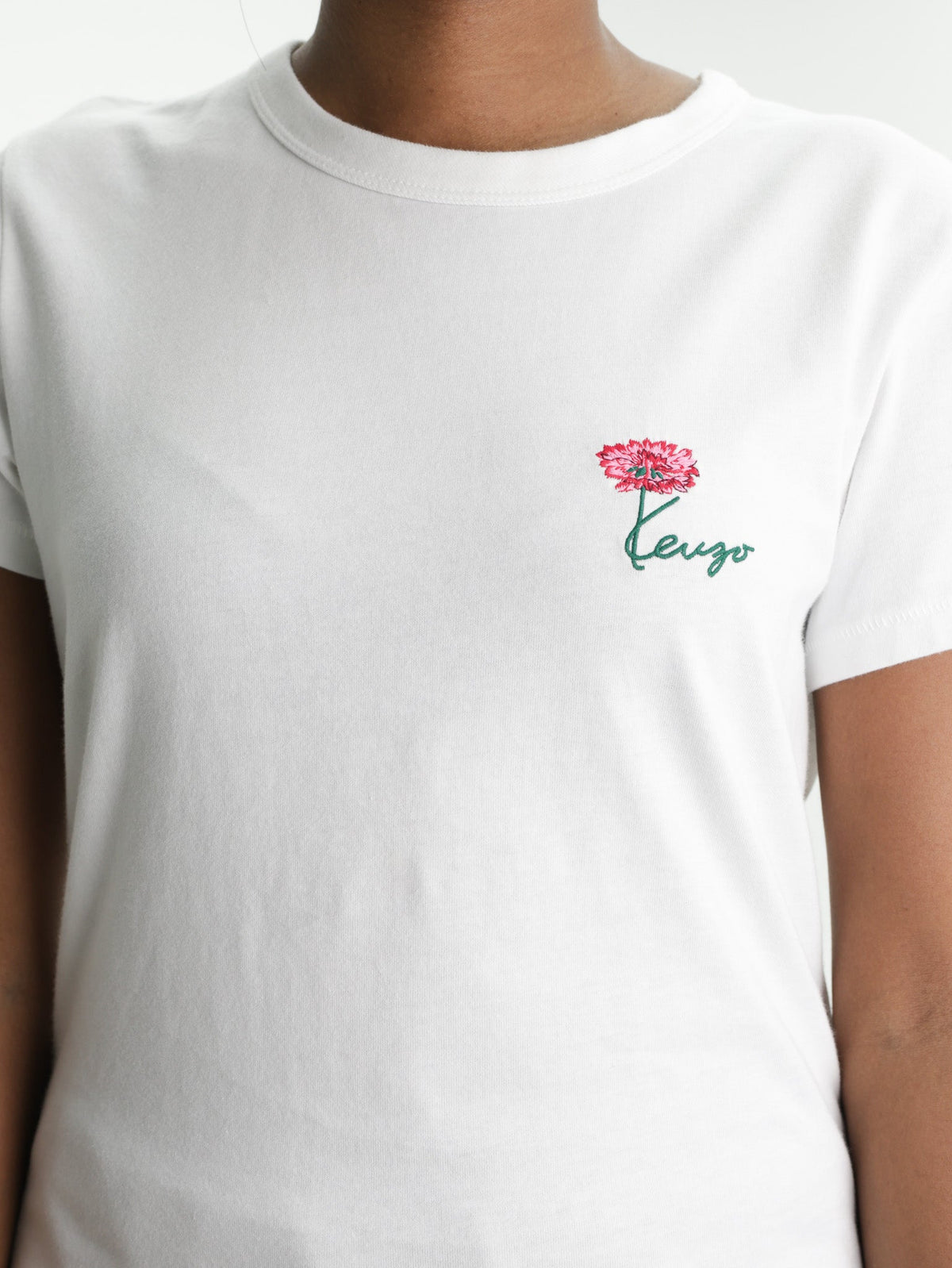 Kenzo T-Shirt Tulip Emroidered Off White