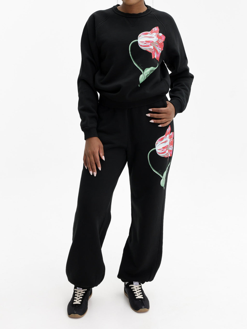 Kenzo Jogger Flower Print Pants Black