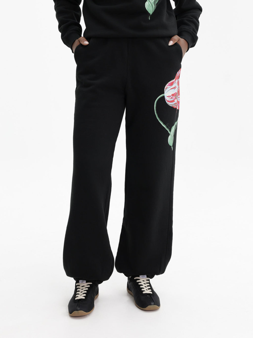 Kenzo Jogger Flower Print Pants Black