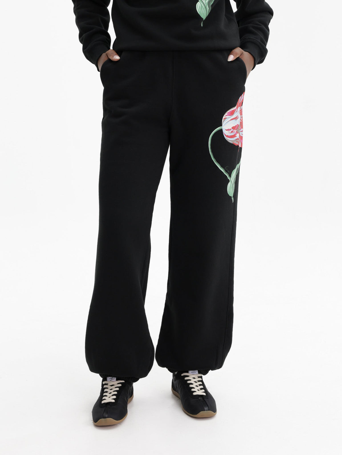 Kenzo Jogger Flower Print Pants Black