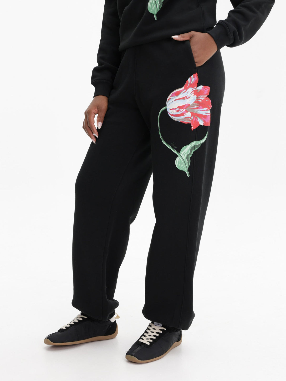 Kenzo Jogger Flower Print Pants Black