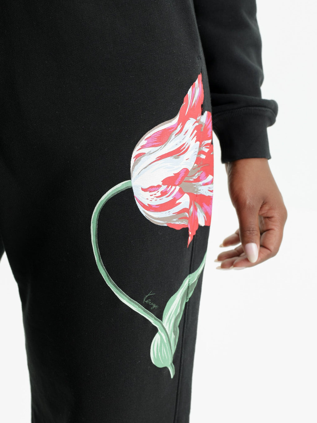 Kenzo Jogger Flower Print Pants Black