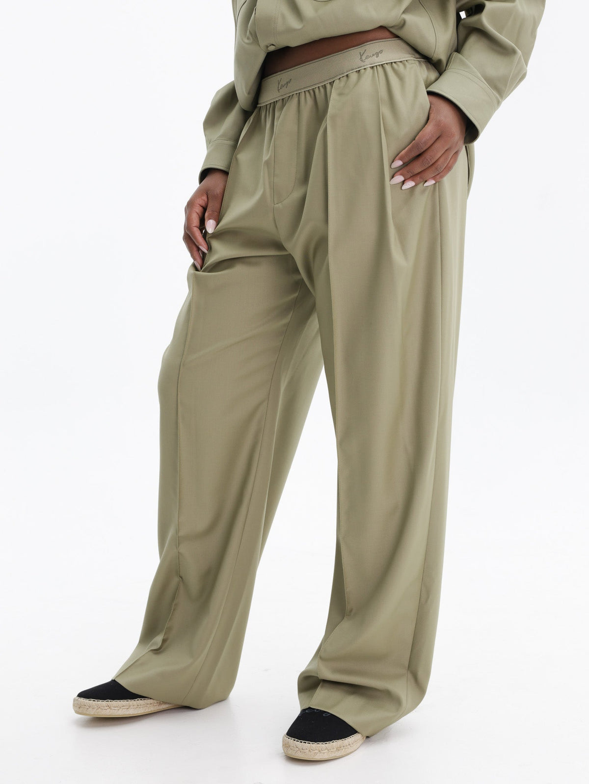 Kenzo Pants Loose Fit Khaki