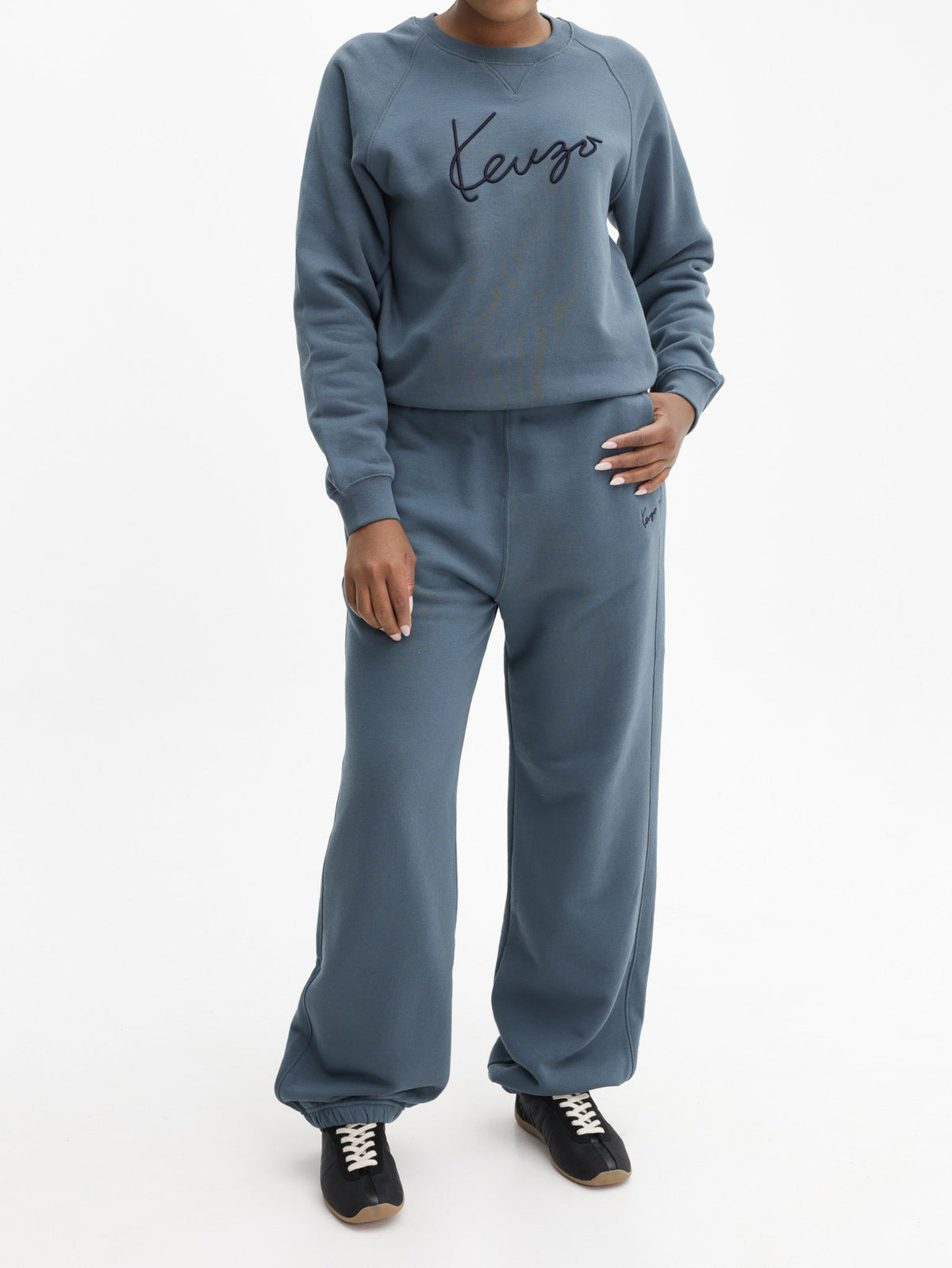 Kenzo Jogger Cuffed Logo Pants Blue
