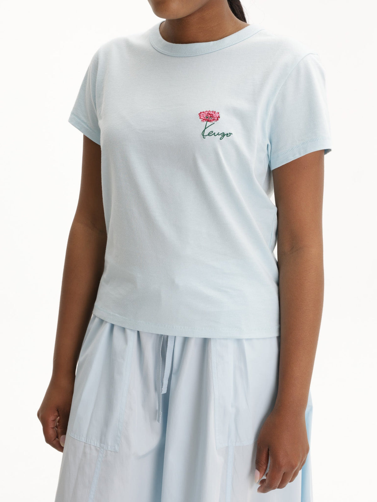 Kenzo T-Shirt Tulip Emroidered Light Blue