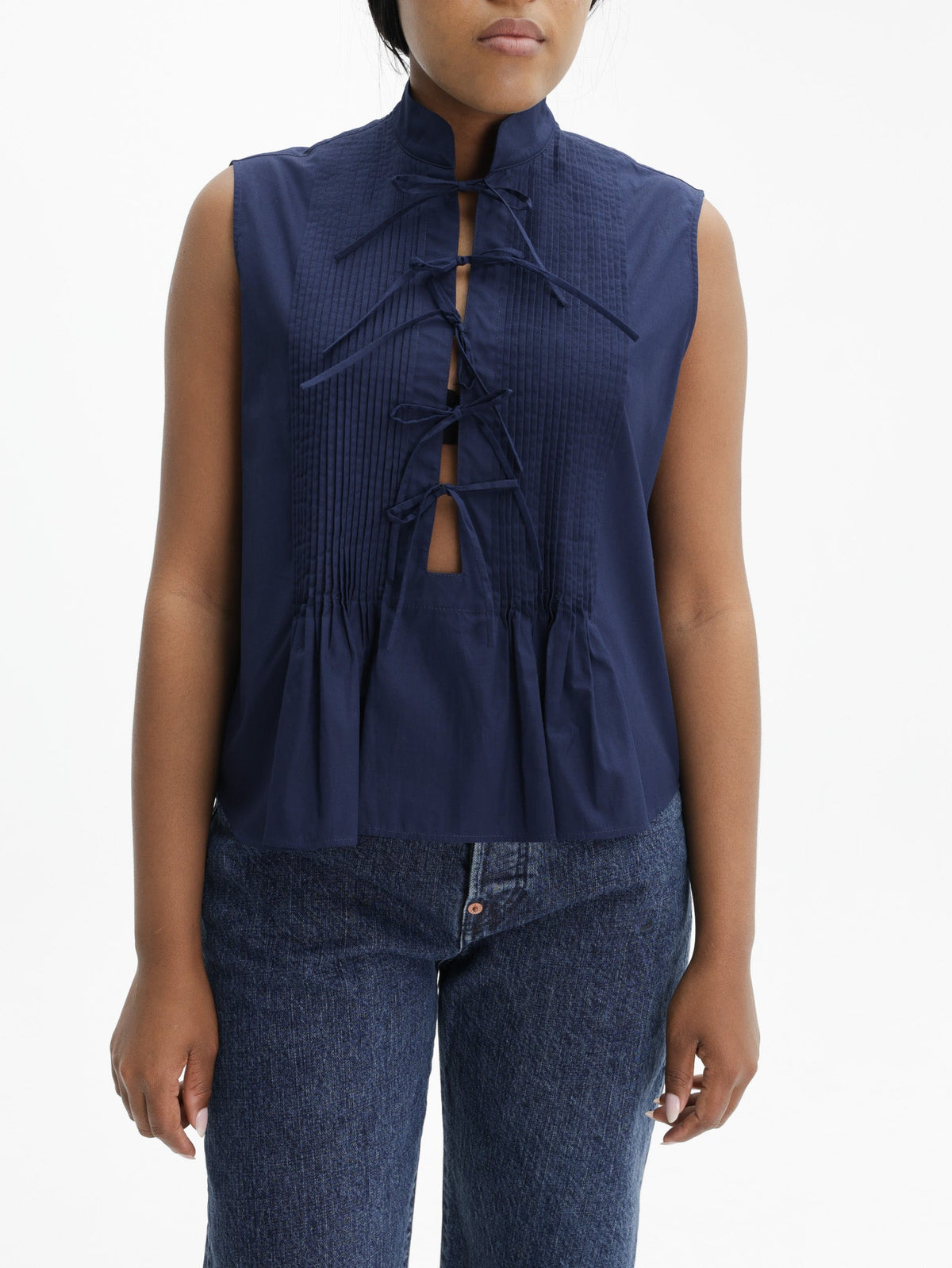 Kenzo Top Frill Sleeveless Midnight Blue