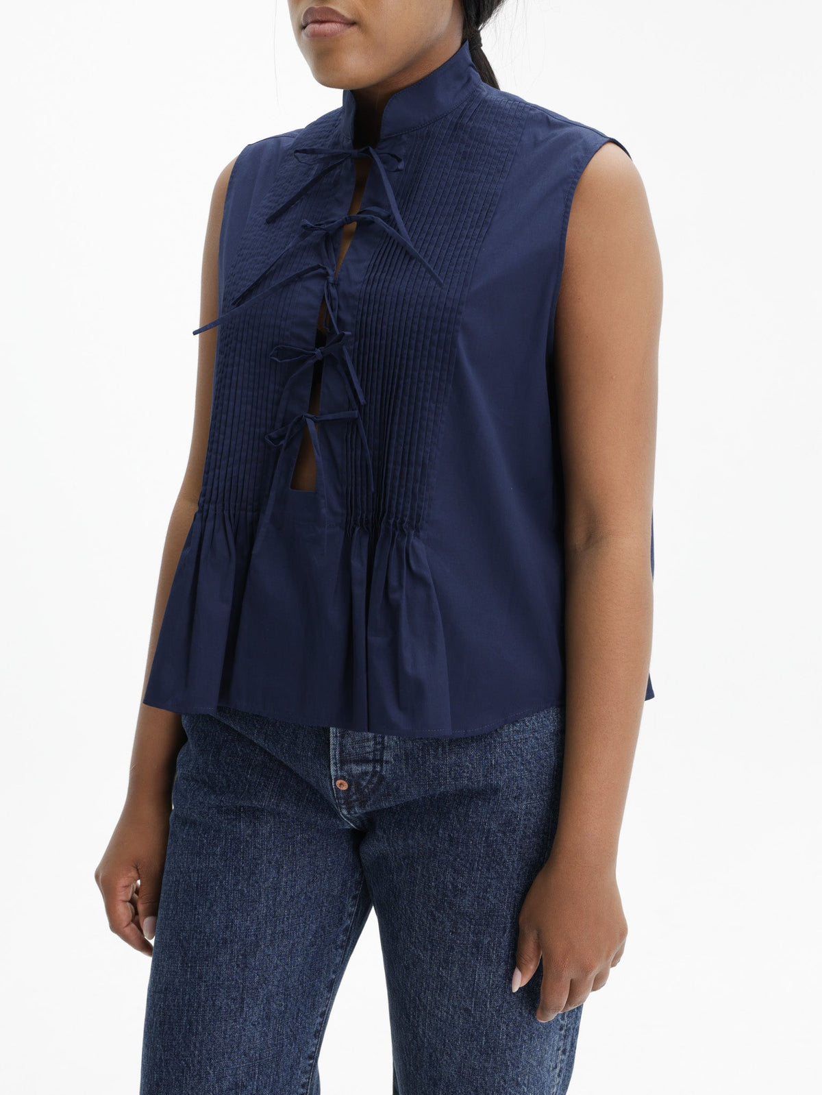 Kenzo Top Frill Sleeveless Midnight Blue