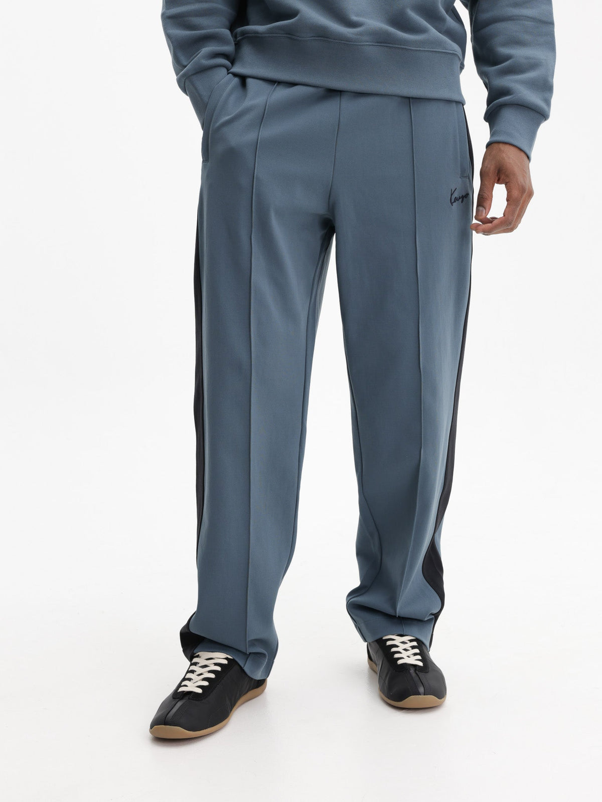 Kenzo Track Pants Black Stripe Blue