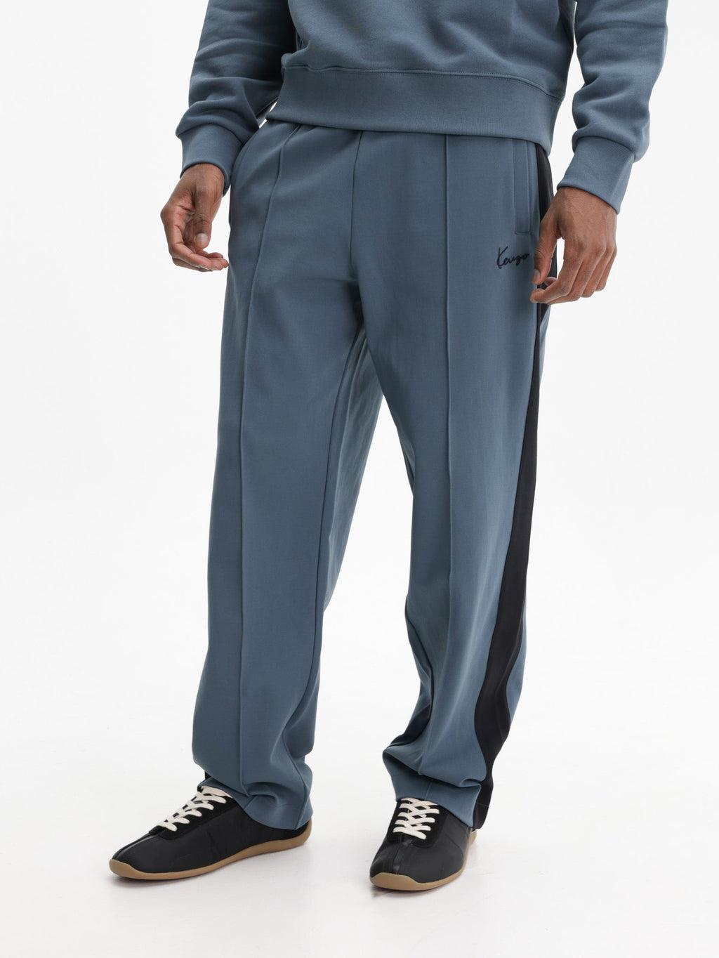Kenzo Track Pants Black Stripe Blue