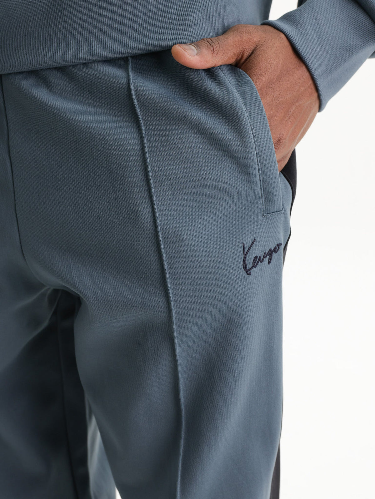 Kenzo Track Pants Black Stripe Blue