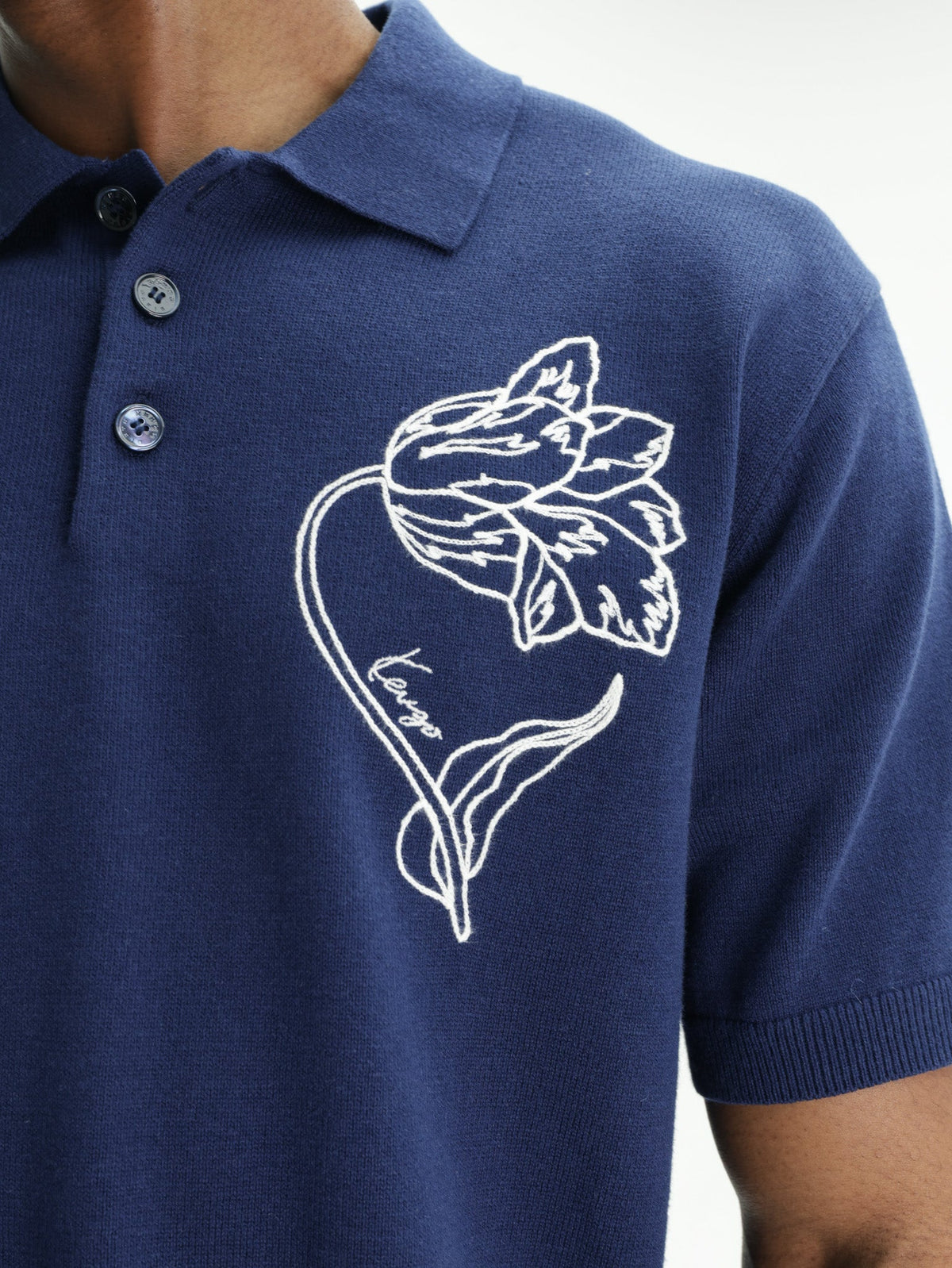 Kenzo T-Shirt Knitted White  Tulip Blue/Black