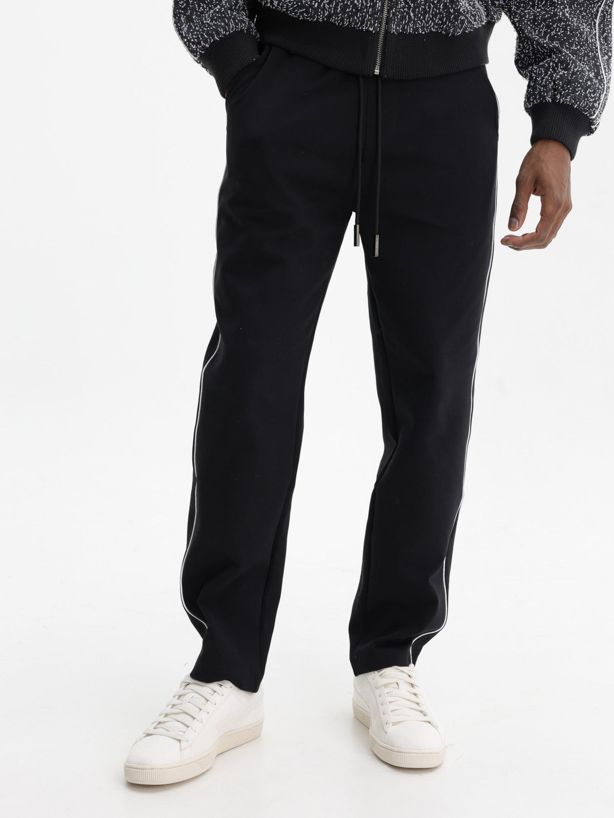 Iceberg Pants White Stripe Leg Black