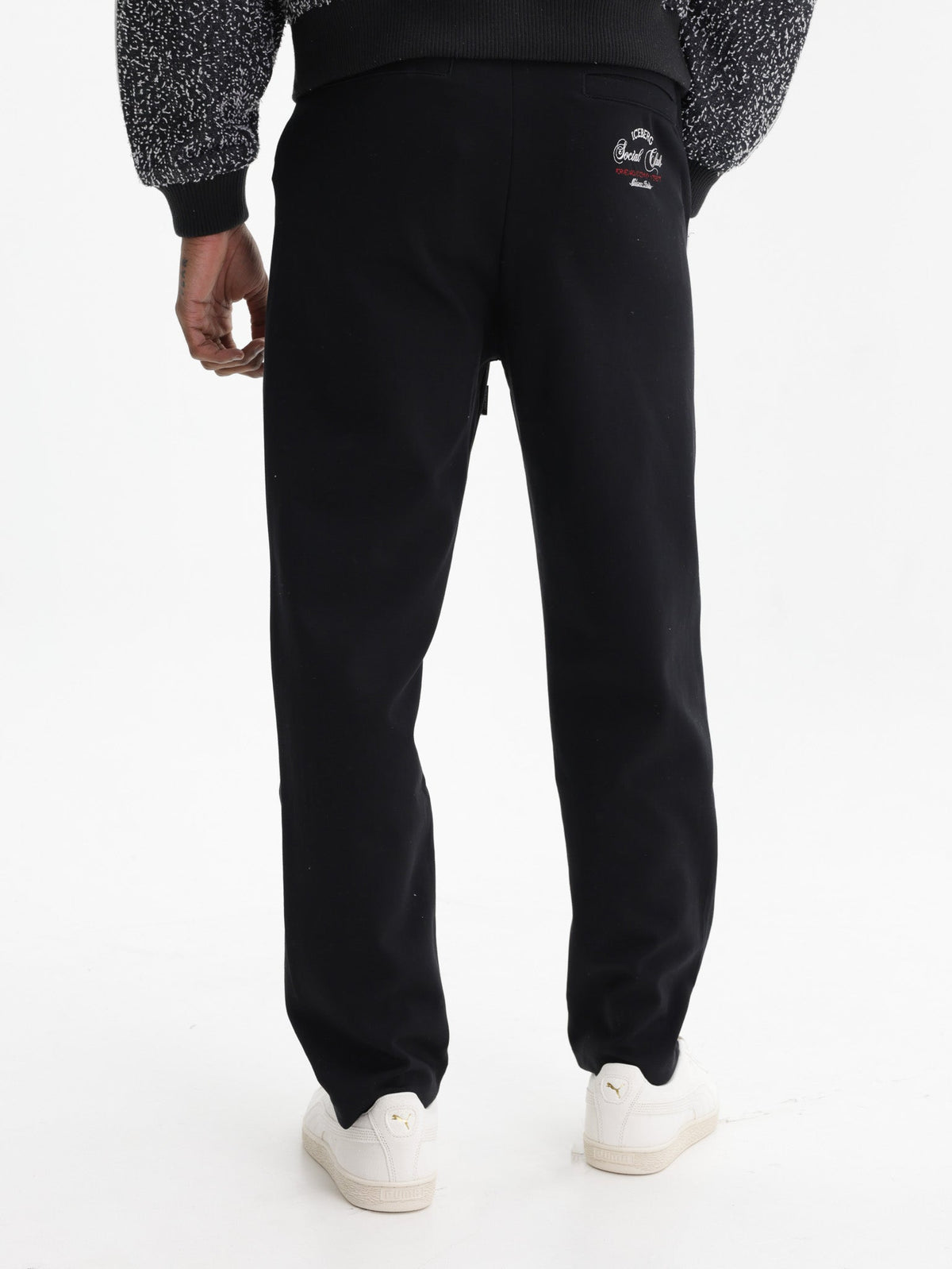 Iceberg Pants White Stripe Leg Black