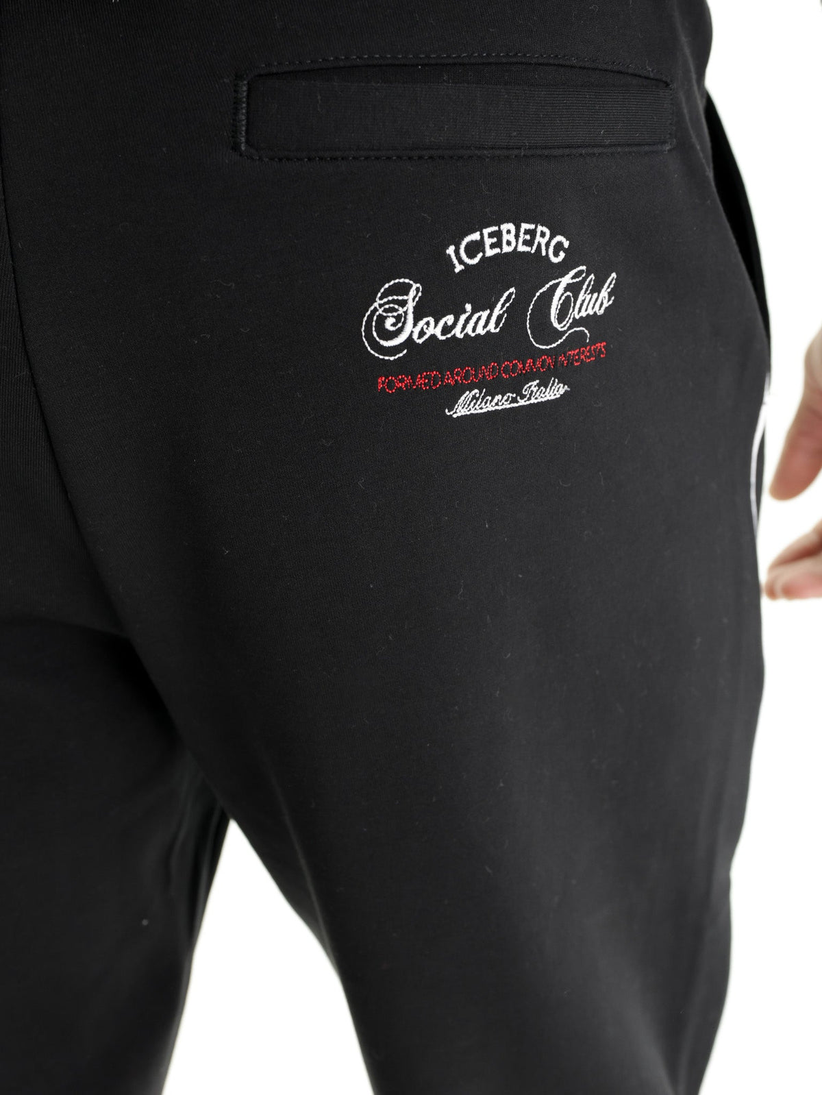 Iceberg Pants White Stripe Leg Black
