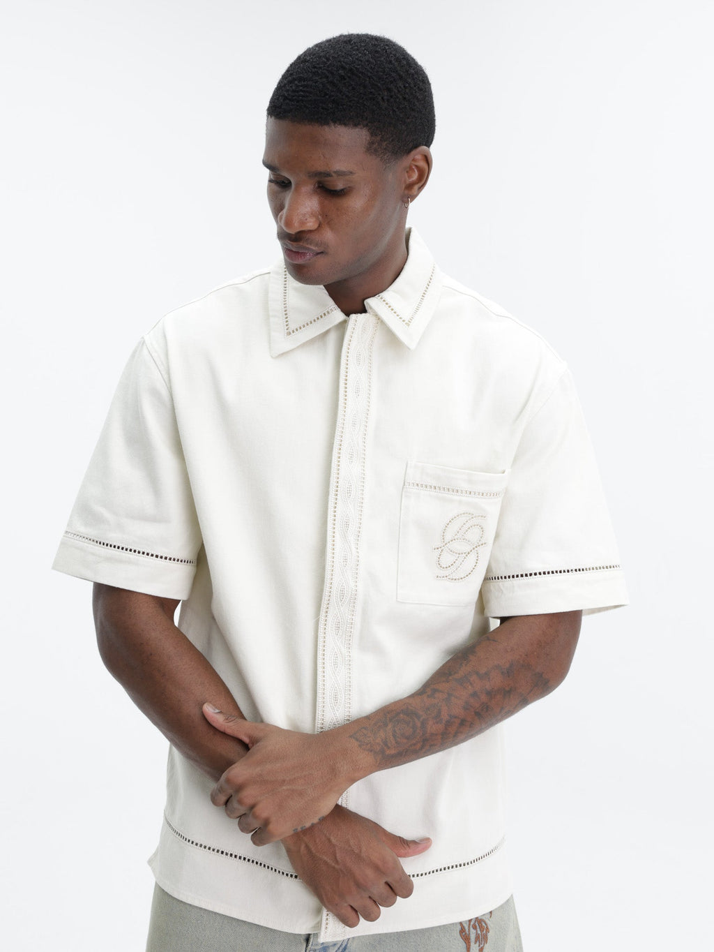 Drole Shirt Broderie D Miroir Coton Off White