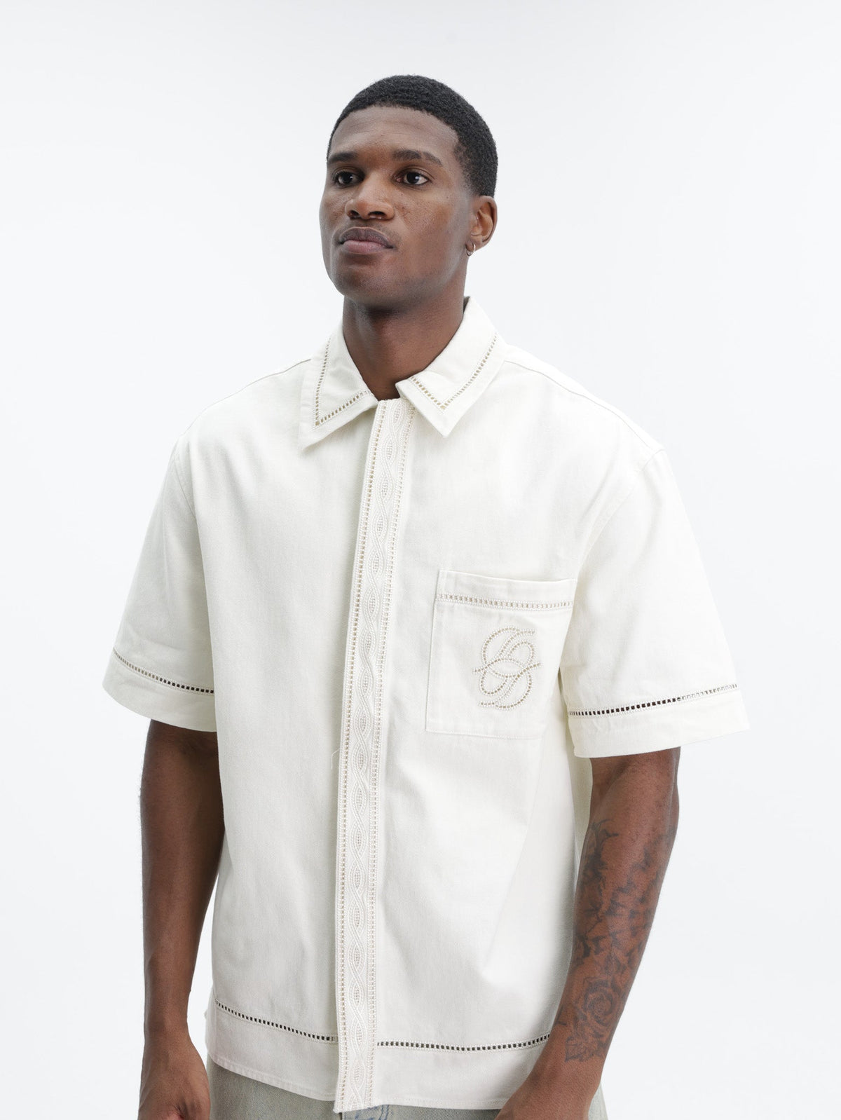 Drole Shirt Broderie D Miroir Coton Off White