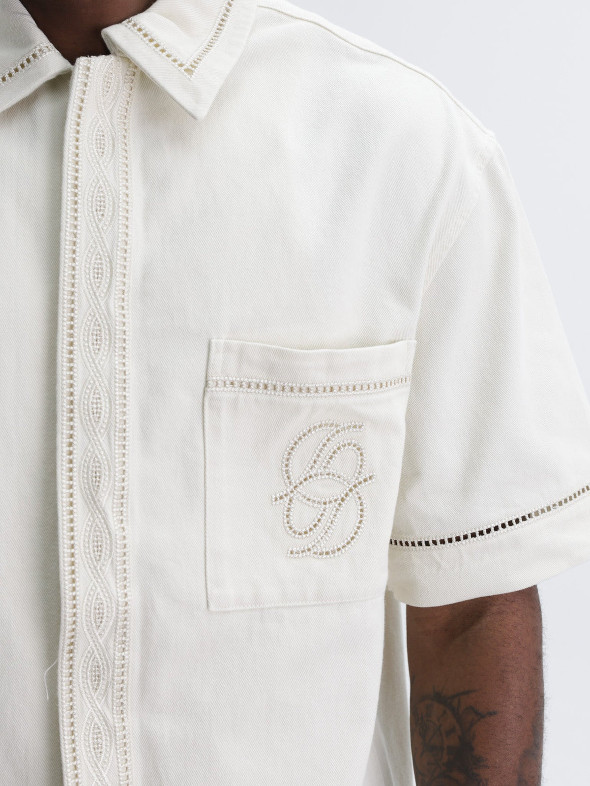 Drole Shirt Broderie D Miroir Coton Off White