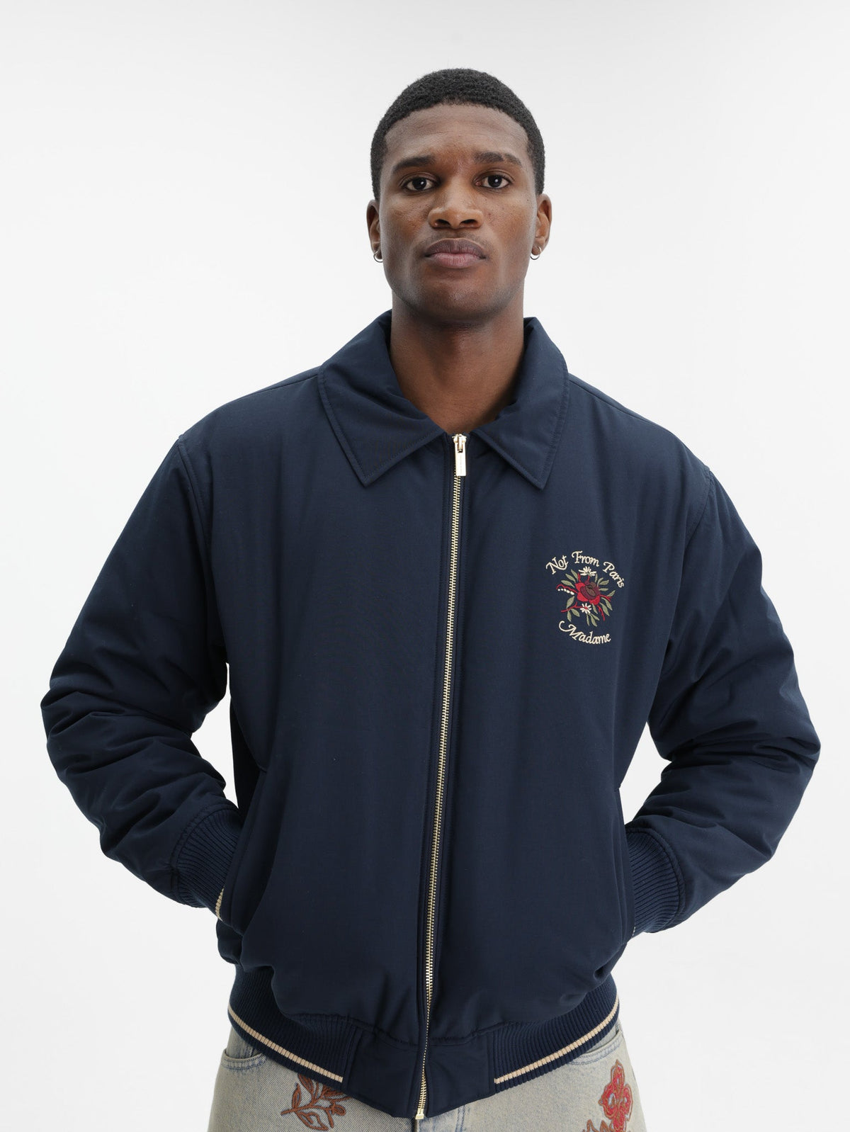 Drole Jacket Bomber Slogan Rose Navy