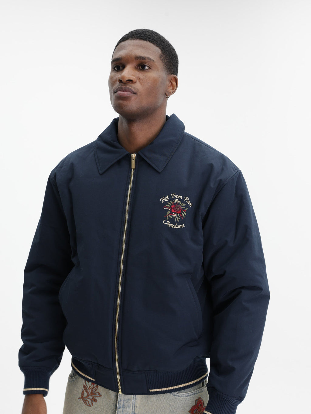 Drole Jacket Bomber Slogan Rose Navy