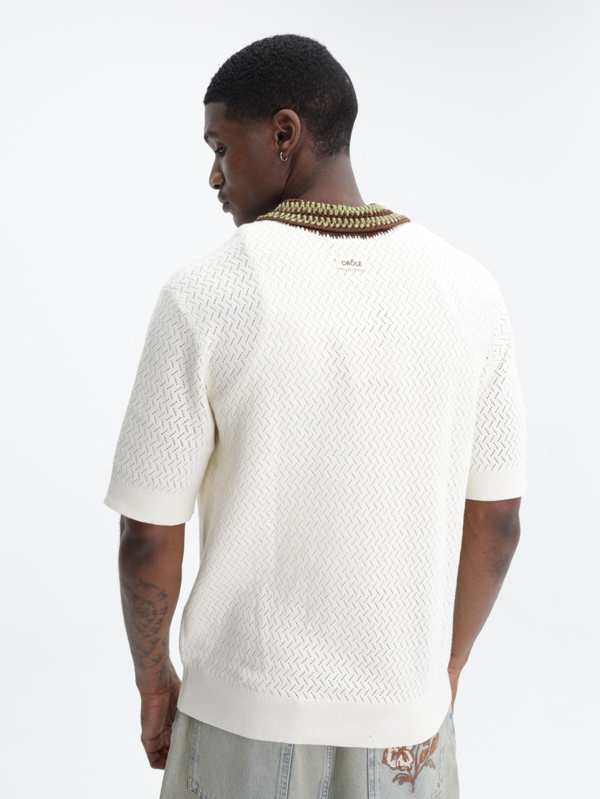 Drole Golfer Maille Ajoure D Miroir Off White