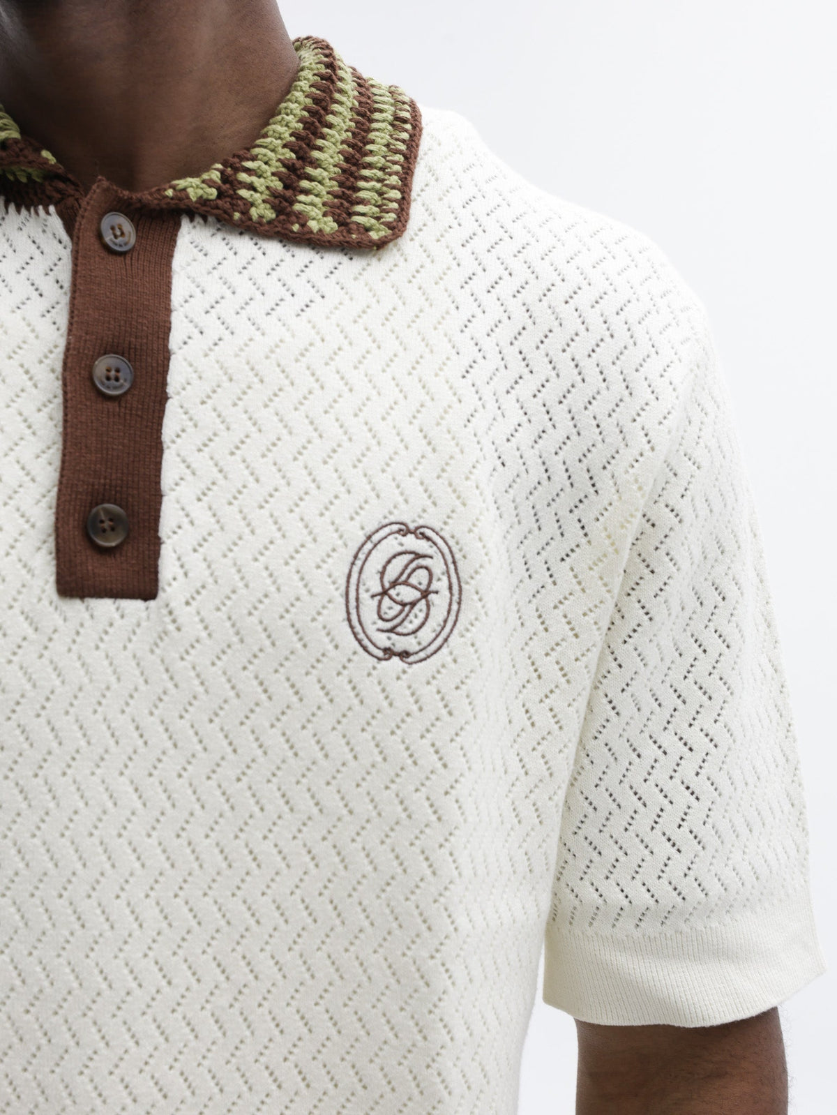 Drole Golfer Maille Ajoure D Miroir Off White