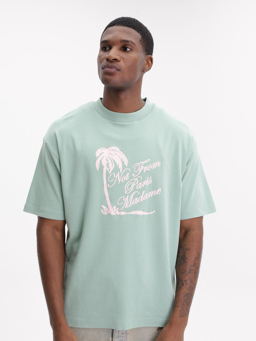 Drole T-Shirt Slogan Palmiers Water Green